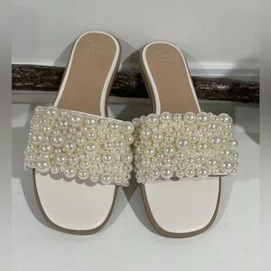 a new day Pearl-Embellished Slide Sandals - Ivory/Cream